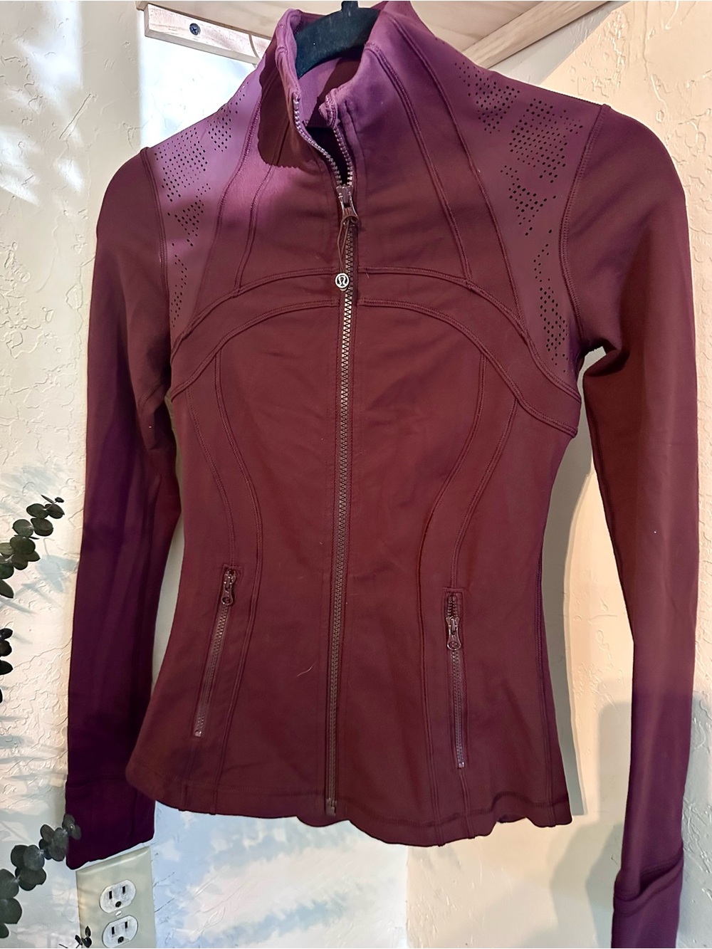 lululemon athletica Maroon Zip-Up Perforated Jacket